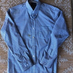 Wool & Prince Blue Plaid Wool Oxford Dress Shirt